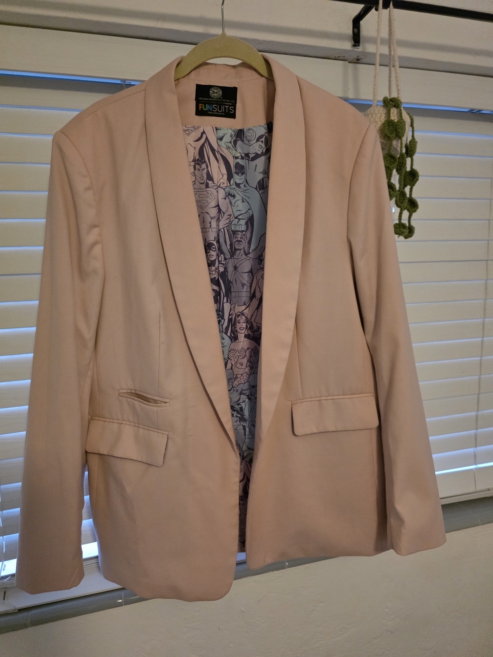 Women's Light Pink Shawl-Collar Blazer